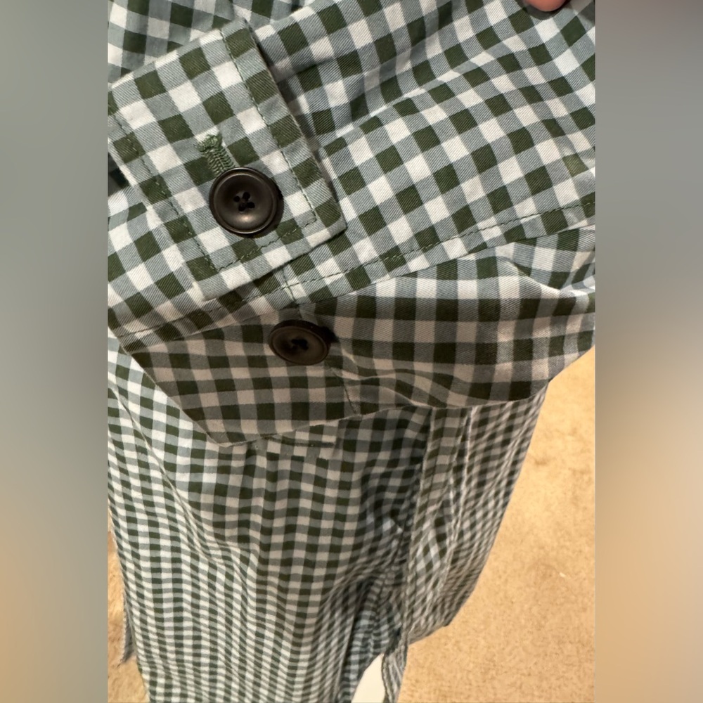 NWOT Free Assembly Plaid Blue & Green Checkered Gingham Everyday Trench Coat - Picture 11 of 16